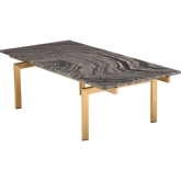 Louve Coffee Table w/ Black Marble Top on Brushed Gold Stainless Legs